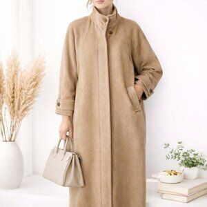 RARE FIND! Perry Ellis Vintage Alpaca & Wool Oversized Camel Maxi Coat Size XL
